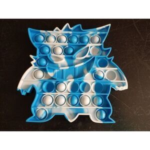 Fidget Blue & White Gungan Push Pop Bubble Silicone Sensory Tie Dye Monster
